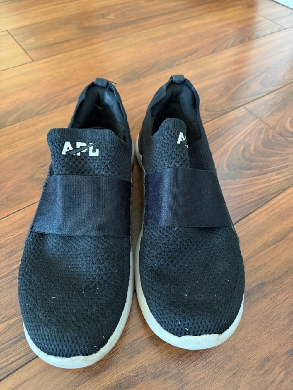 APL Black Slip-On Knit Sneakers with White Sole size 7.5